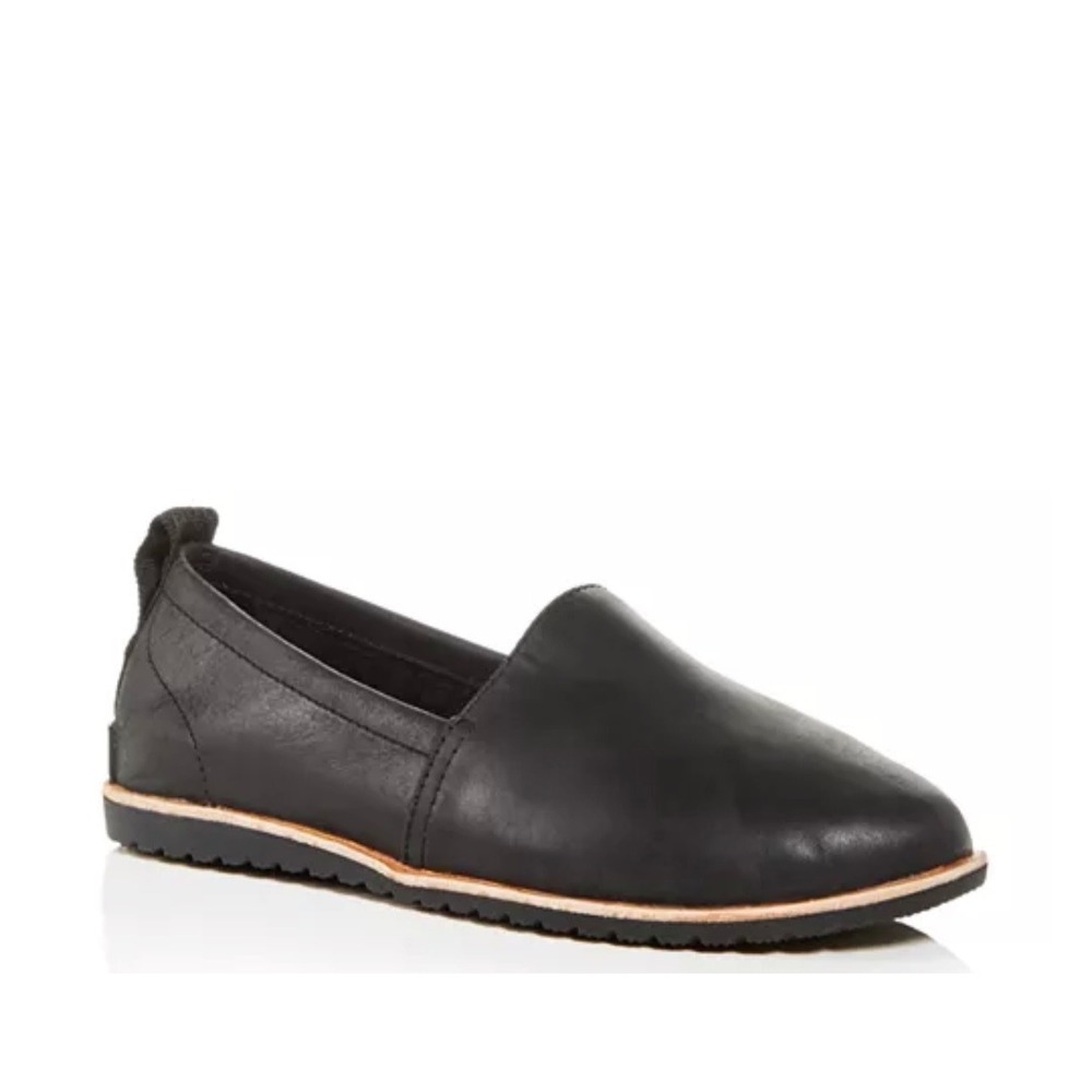Sorel Ella‎ Leather Slip On Flats Black Size 8 Sporty Outdoor Comfort Athleisure